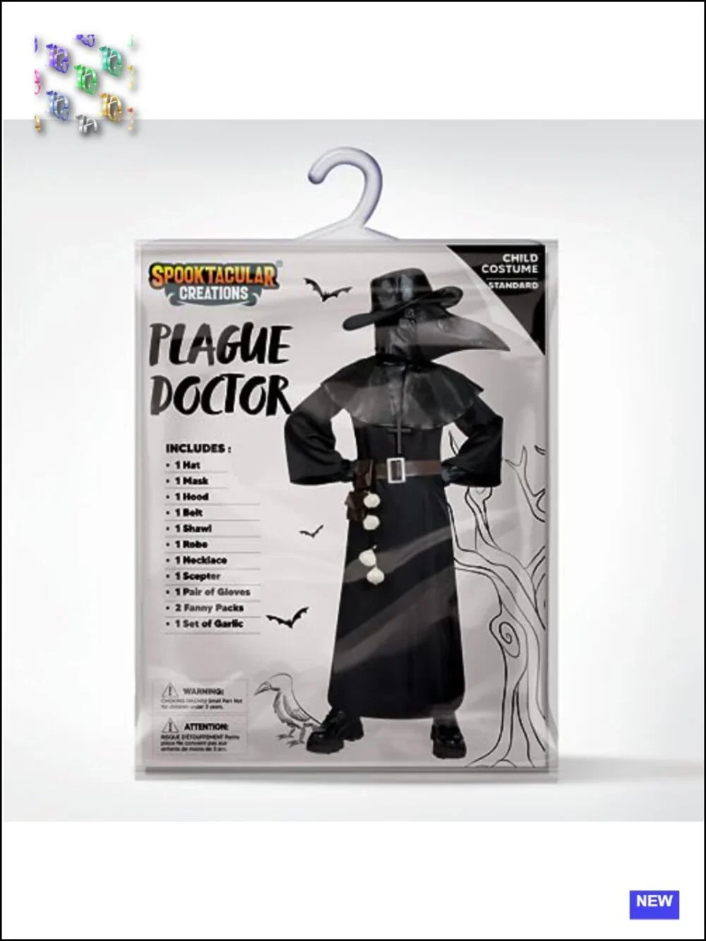 10-in-1 Plague Doctor Costume Set for Kids Halloween Cosplay Polyester Child